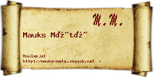 Mauks Máté névjegykártya